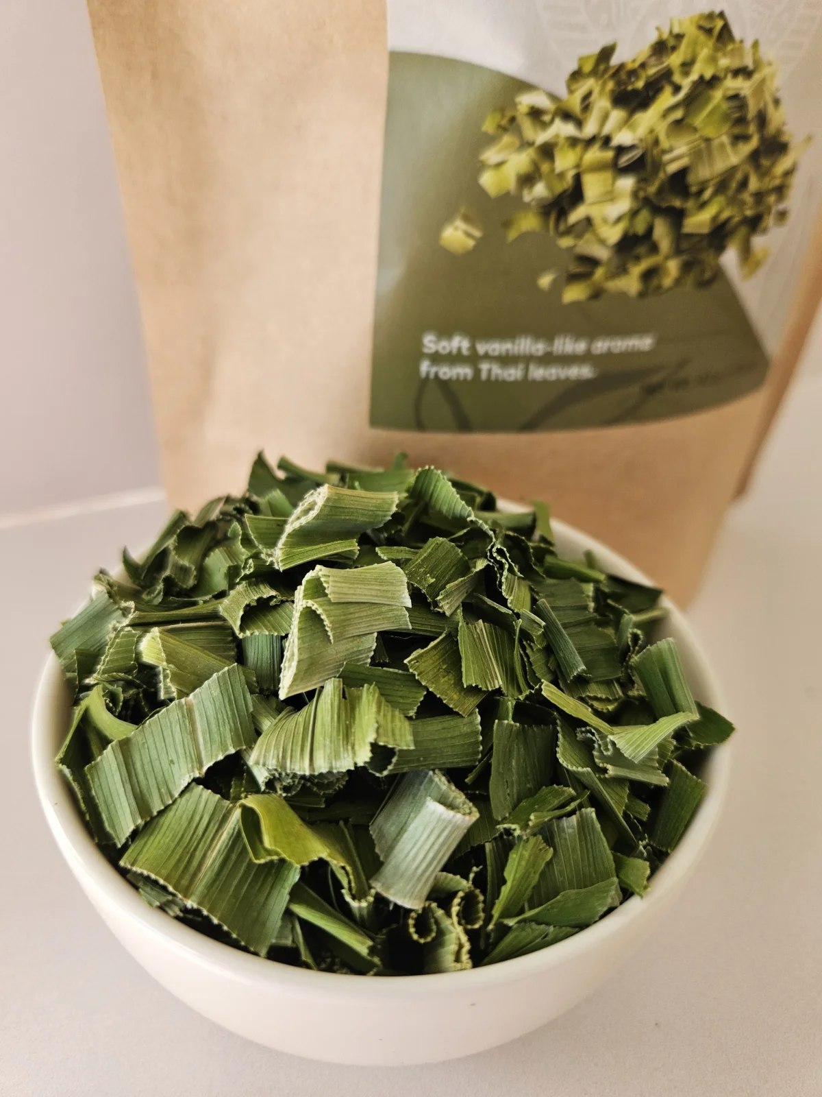 Pandan leaves prepared for a herbal infusion